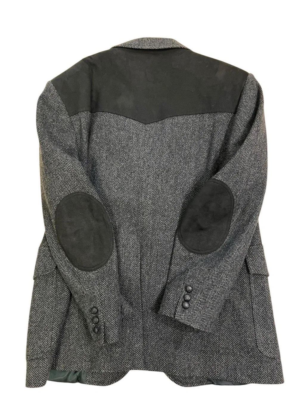 Pendleton Blazer Men 44R Herringbone Wool Jacket Faux Suede Elbow Patches/Yoke